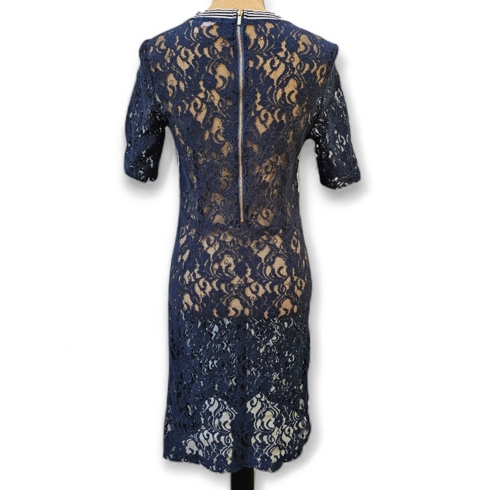 Hope & Harlow Chic Navy Sheath Lace Midi Dress,Size 8 - Picture 4 of 6